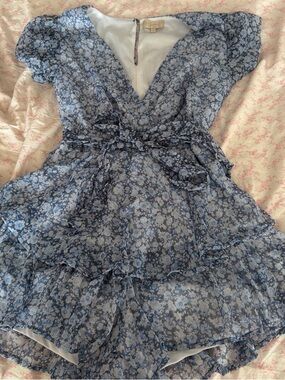 Blue Floral Wrap Romper